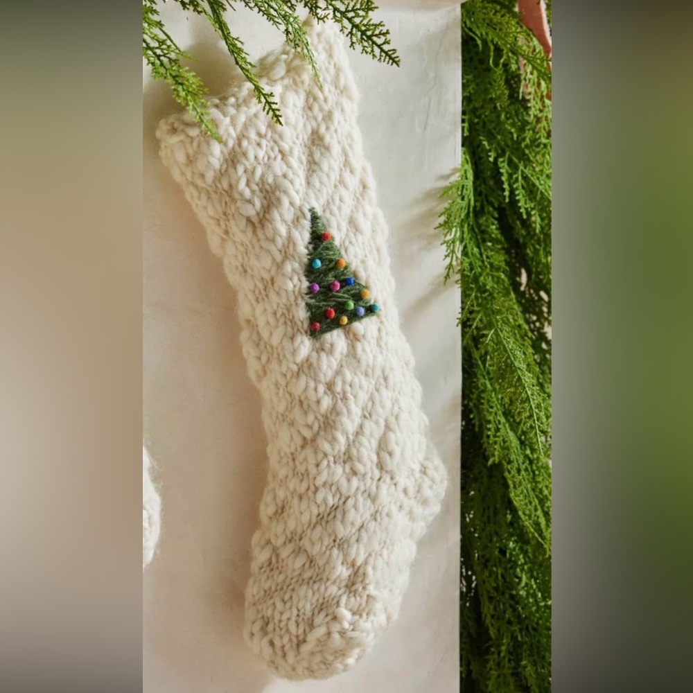 NWT: Anthropologie/Terrain Chunky Knit Holiday Icon Stocking